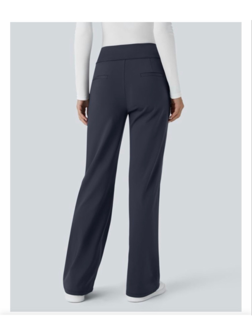 Halara Flex DayStretch Mid Rise Side Zipper Pocket Work Flare Pants dark blue PS - Picture 2 of 12
